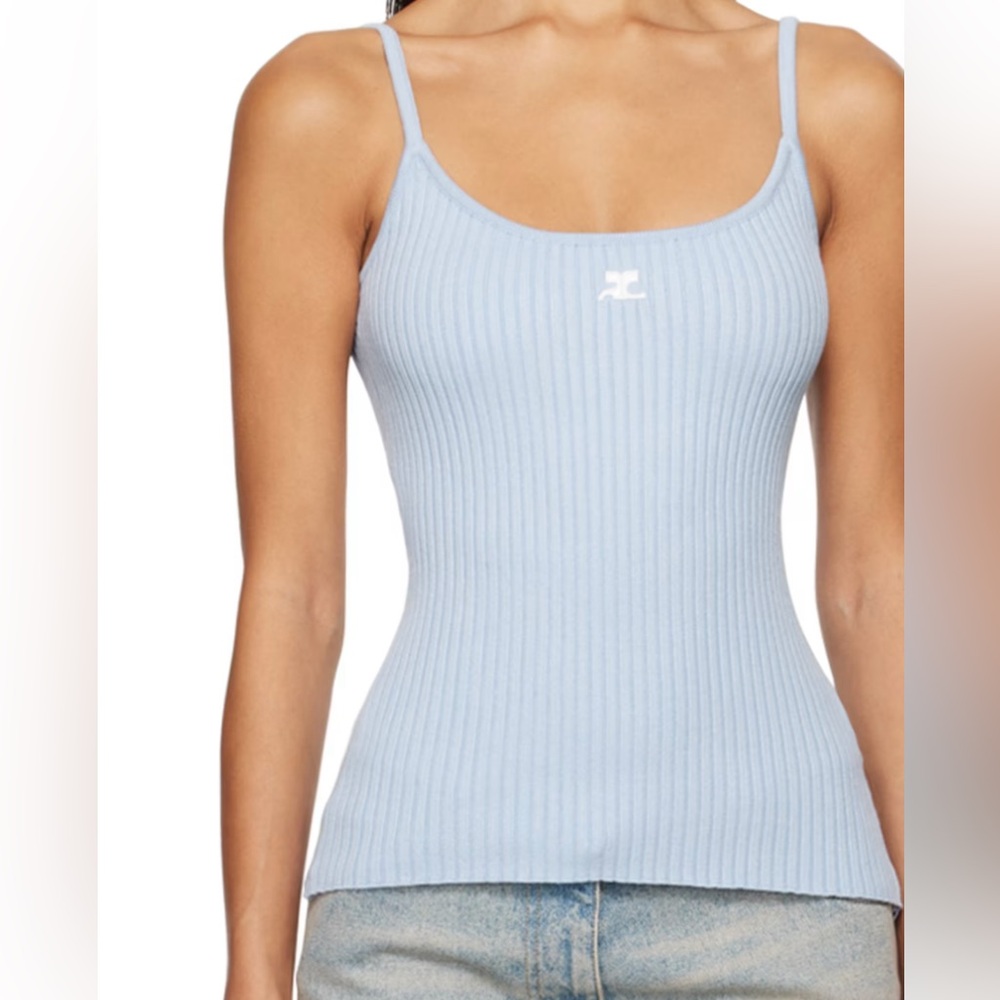 Courreges blue knit tank top size 0